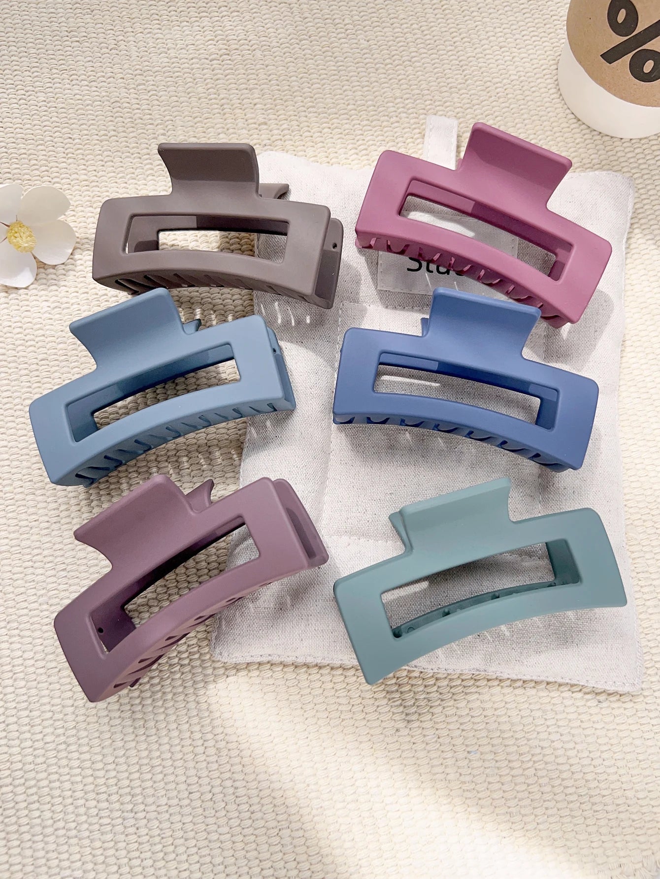 7 Pcs Big Hair Claw Clips 3.4" Non-Slip Big Square Matte for Women Girls, Strong Hold Banana Clips for Thick Thin Hair