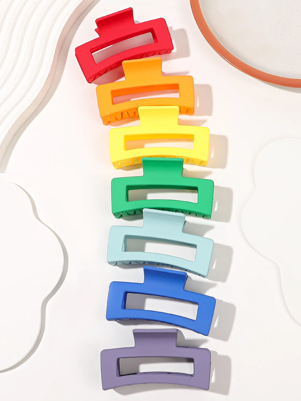 7 Pcs Big Hair Claw Clips 3.4" Non-Slip Big Square Matte for Women Girls, Strong Hold Banana Clips for Thick Thin Hair