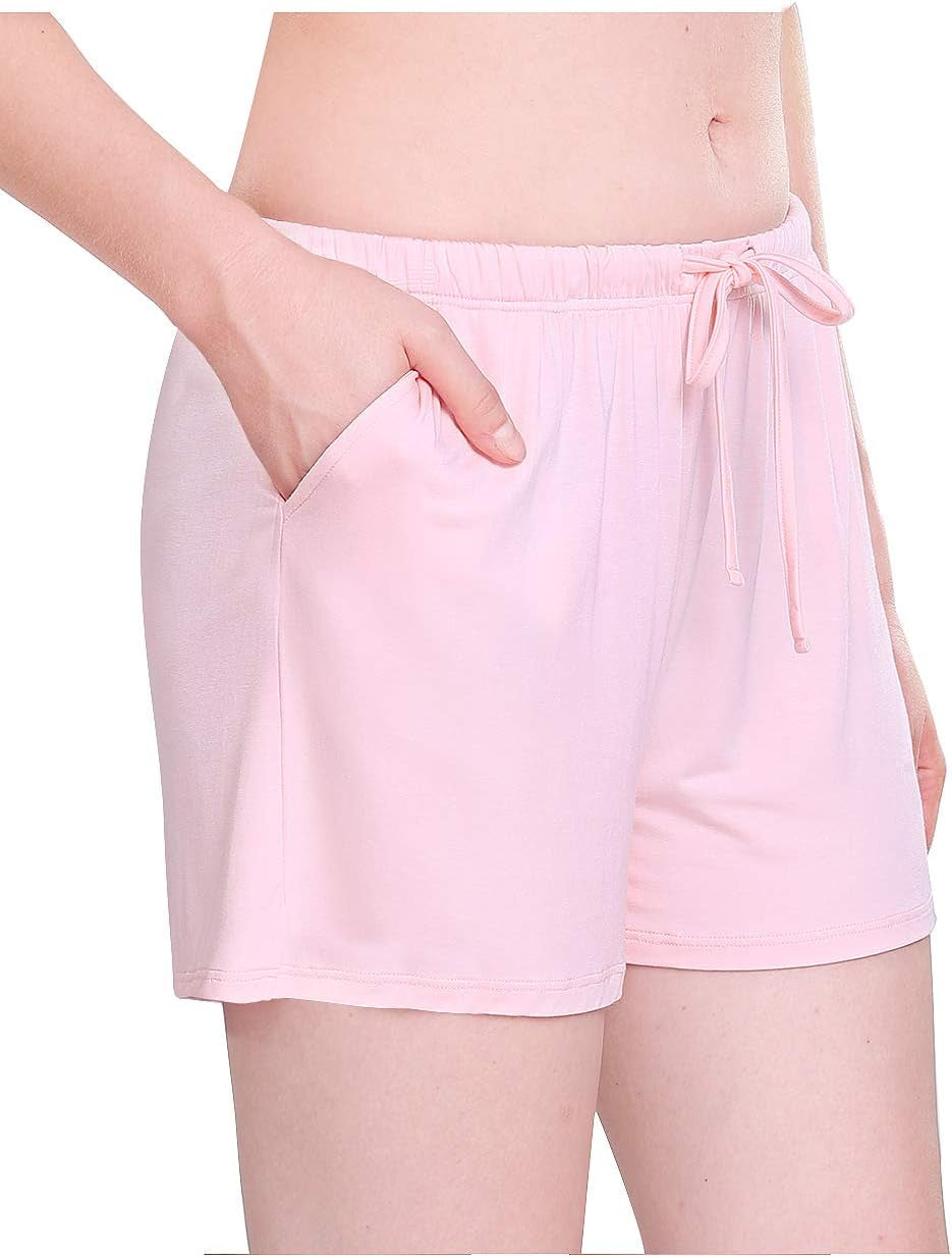 Womens Pajama Shorts Sleep Shorts Stretchy Pajama Pants Pink L