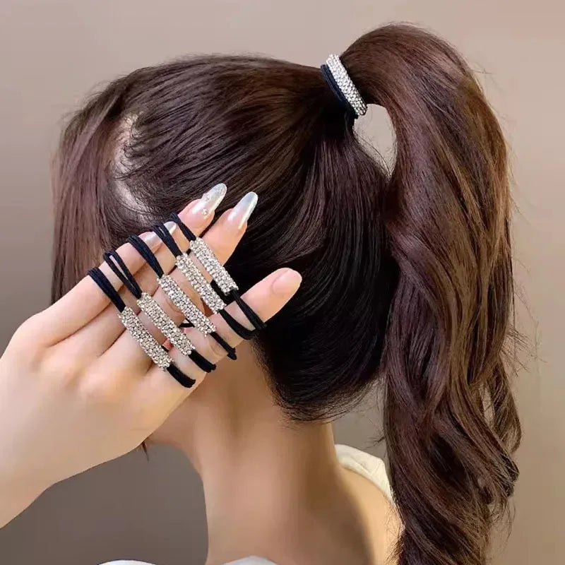 Rhinestone Hair Ties for Women High Elasticity Hair Bands Glitter Hair Accessories Suitable for Ladies and Girls