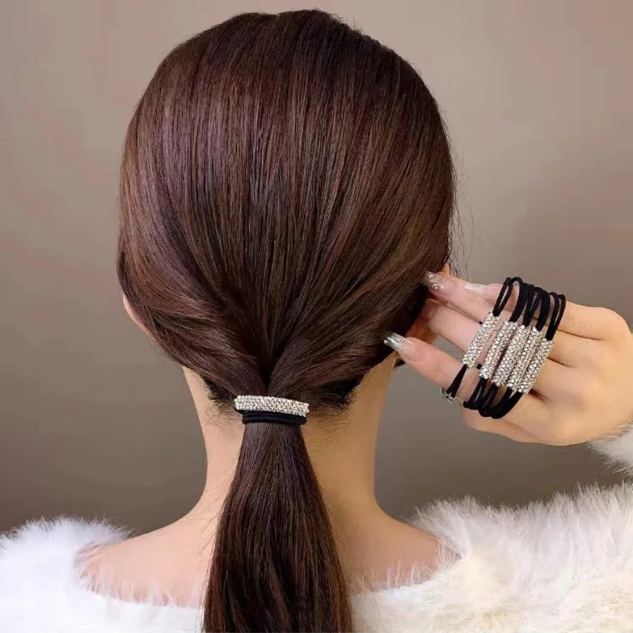 Rhinestone Hair Ties for Women High Elasticity Hair Bands Glitter Hair Accessories Suitable for Ladies and Girls