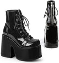 Platform Boots Goth Boots for Women Chunky Heeled Combat Goth Boots Buckle Knight Punk Gothic Boots Lace up round Toe Ankle Booties