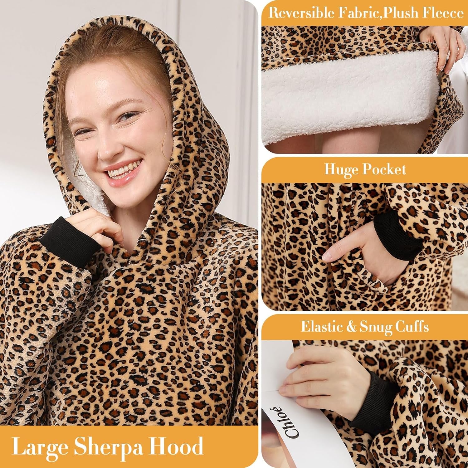 Blanket Hoodie,Oversized Wearable Sherpa Fleece Blanket Sweatshirt,Super Soft Warm Cozy with Giant Pocket,Gifts for Women Men Adults Teenagers Kids, One Size Fits All