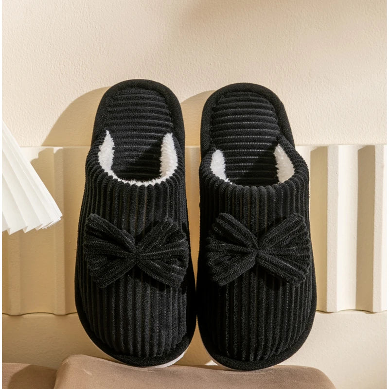 Fashion Women'S Bow Slippers Fall/Winter Indoor Bedroom Floor Lightweight and Comfortable&Soft Warm Slippers for Home