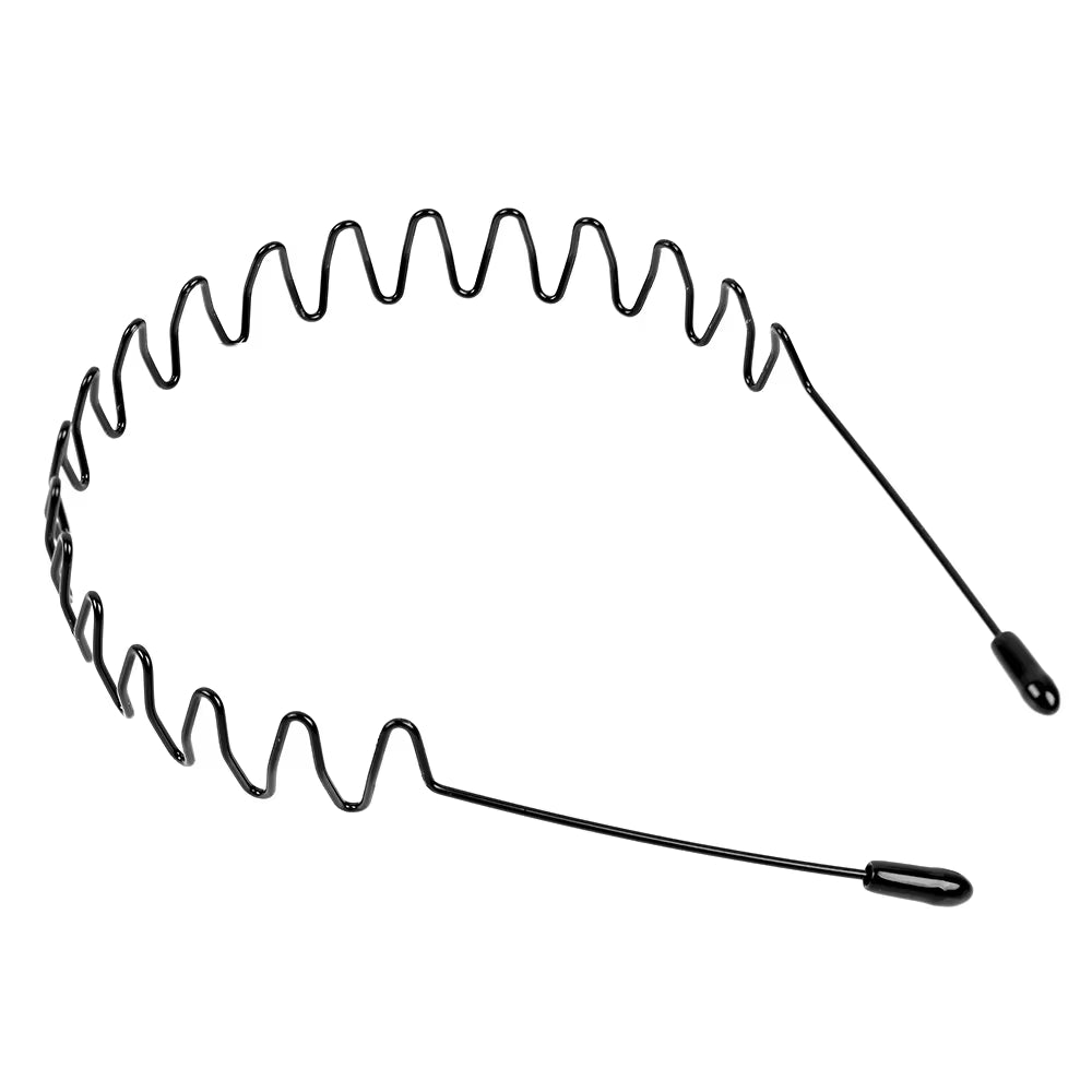 6/1Pcs Fashion Metal Hair Band for Men Women Unisex Black Waved Hair Head Hoop Sports Headband Hairband Hair Accessories