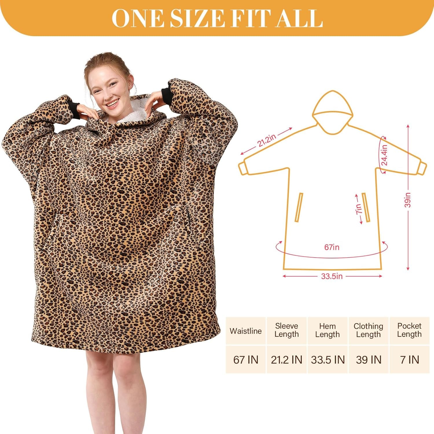 Blanket Hoodie,Oversized Wearable Sherpa Fleece Blanket Sweatshirt,Super Soft Warm Cozy with Giant Pocket,Gifts for Women Men Adults Teenagers Kids, One Size Fits All