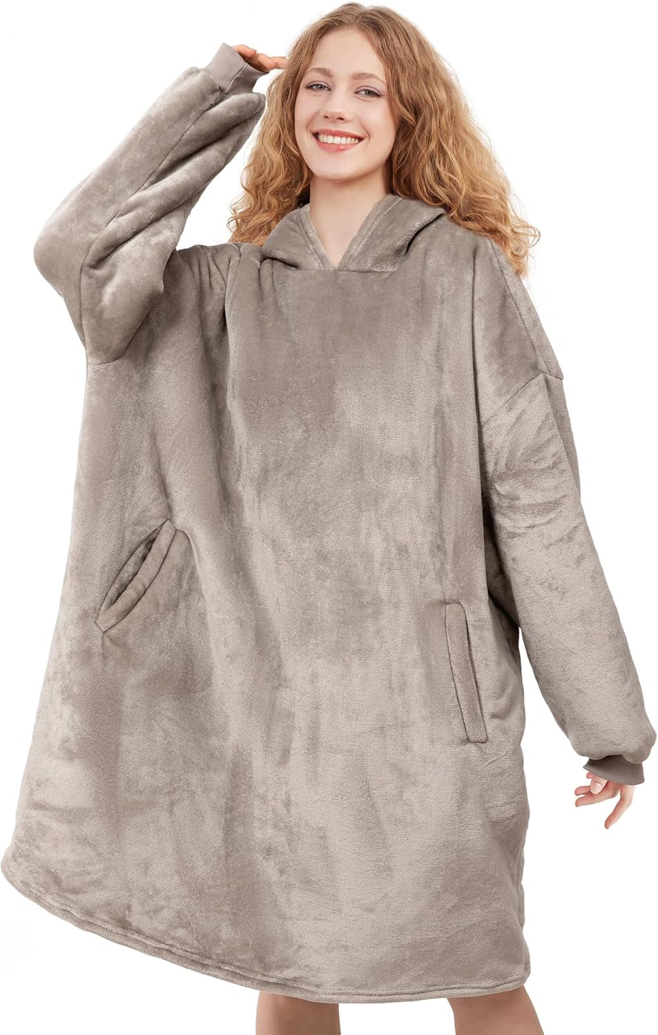 Wearable Blanket Hoodie for Adults & Teens,Oversized Sherpa Hooded Blanket,Warm Cozy Blanket Sweatshirt as Christmas Birthday Gifts for Women Men