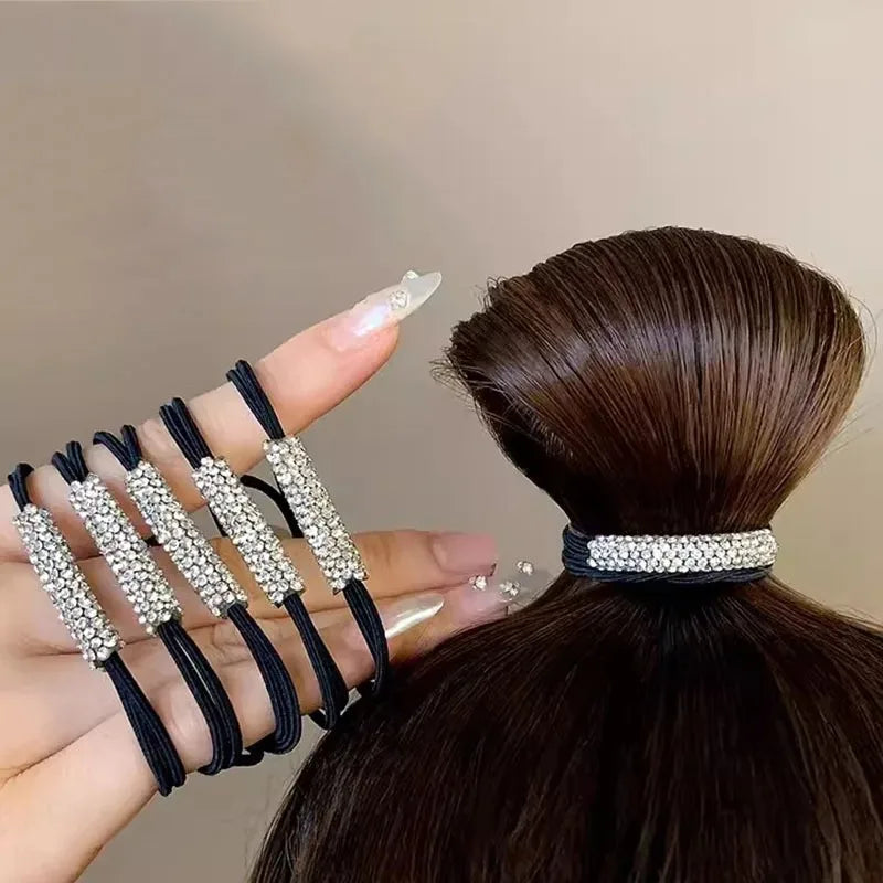 Rhinestone Hair Ties for Women High Elasticity Hair Bands Glitter Hair Accessories Suitable for Ladies and Girls