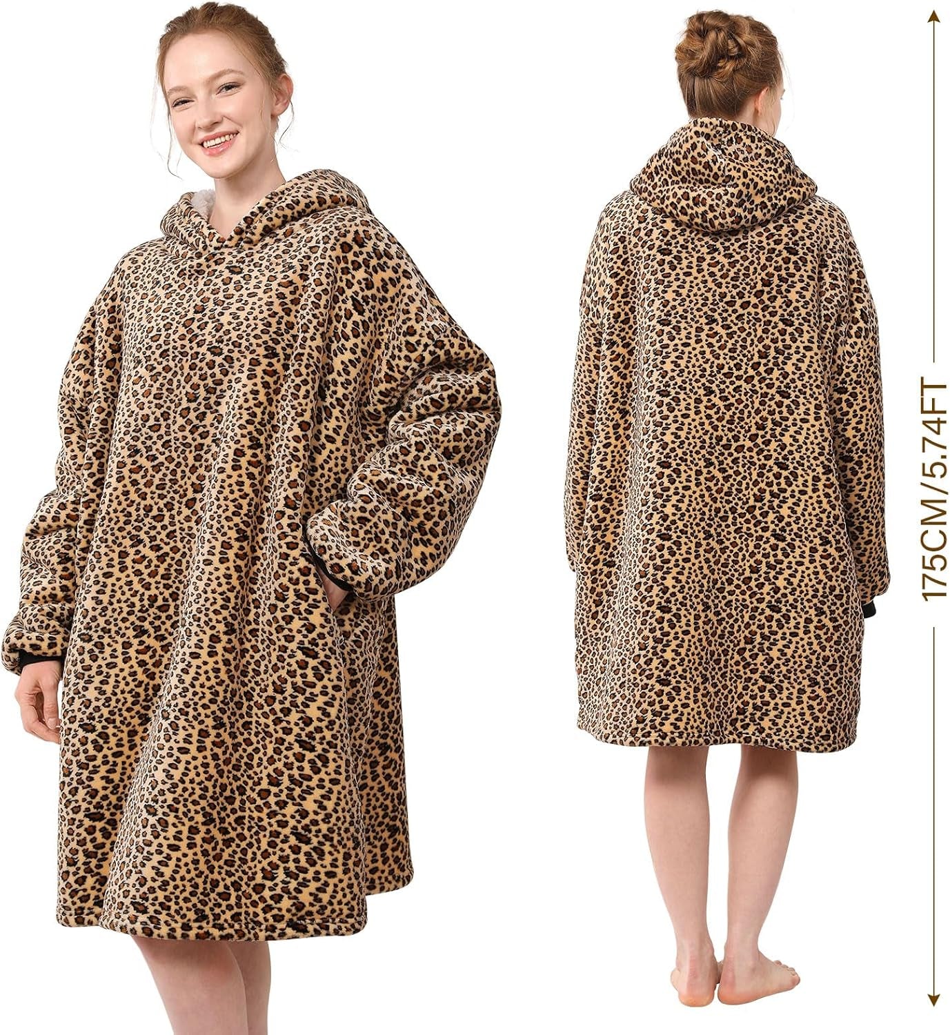 Blanket Hoodie,Oversized Wearable Sherpa Fleece Blanket Sweatshirt,Super Soft Warm Cozy with Giant Pocket,Gifts for Women Men Adults Teenagers Kids, One Size Fits All