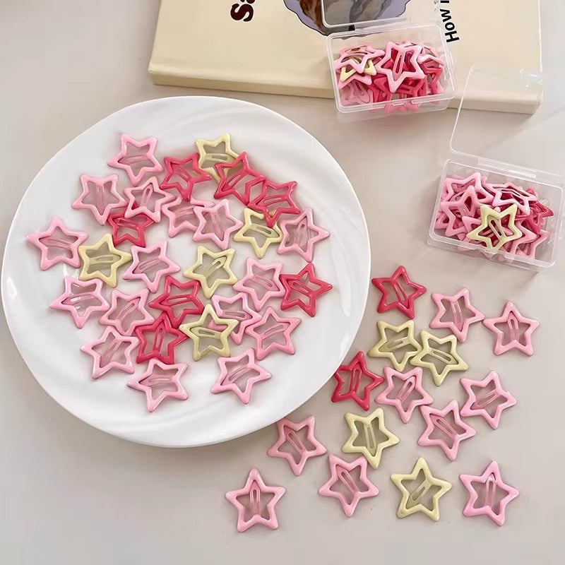 10/50Pcs Colorful Kawaii Star Barrettes Y2K Sweet Girls BB Solid Star Hairclips Metal Snap Clip Headdress Hair Jewelry Gifts