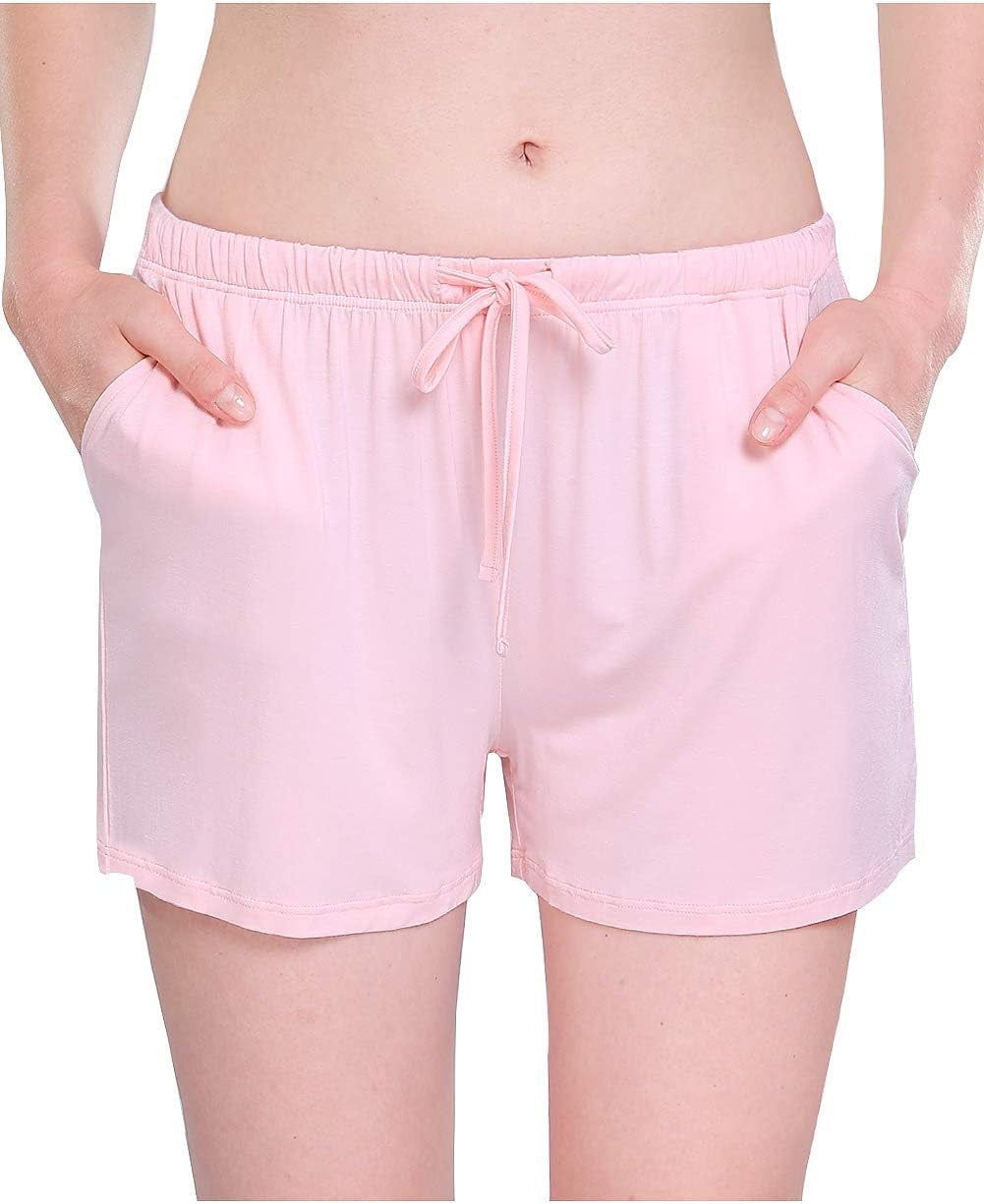 Womens Pajama Shorts Sleep Shorts Stretchy Pajama Pants Pink L