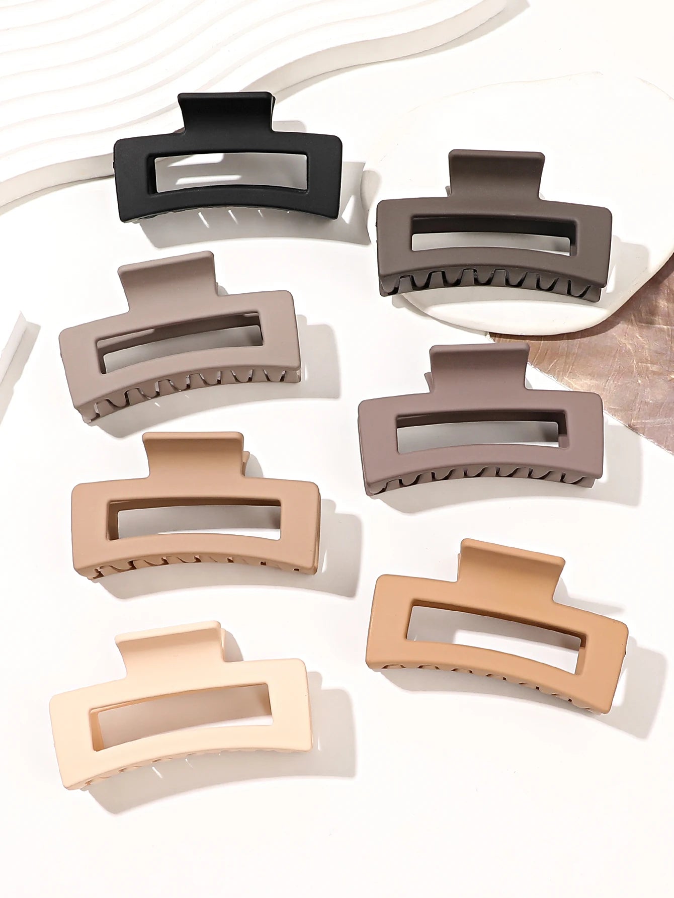7 Pcs Big Hair Claw Clips 3.4" Non-Slip Big Square Matte for Women Girls, Strong Hold Banana Clips for Thick Thin Hair