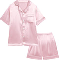 Pajama Set for Kid Baby Boy Girl Button-Up Silk Pajama Sleepwear Nightwear Loungewear Clothes Set Gifts for Kids