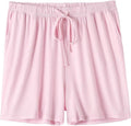 Womens Pajama Shorts Sleep Shorts Stretchy Pajama Pants Pink L