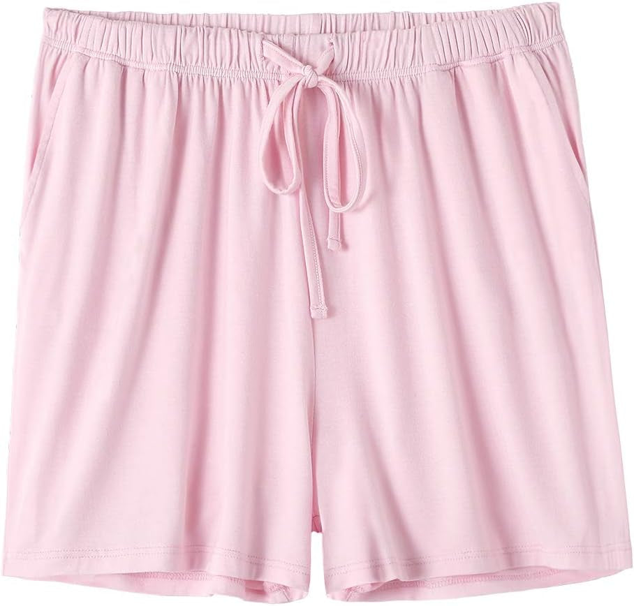Womens Pajama Shorts Sleep Shorts Stretchy Pajama Pants Pink L