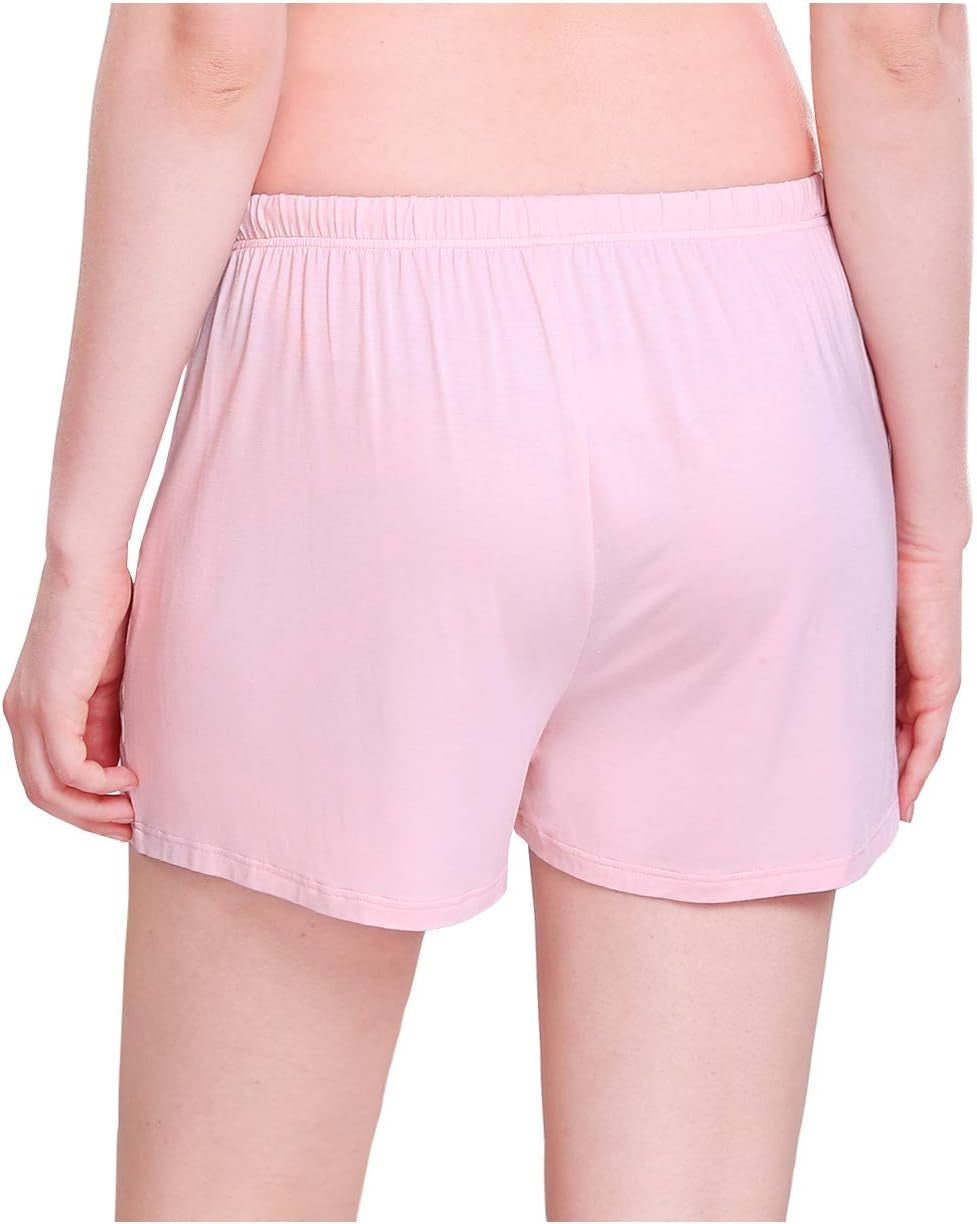 Womens Pajama Shorts Sleep Shorts Stretchy Pajama Pants Pink L