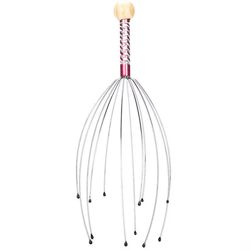 1PC Octopus Head Massager Stainless Steel Engraved Head Relaxer Brain Massage Claw Scalp Scratcher Itch Reliever Random Color