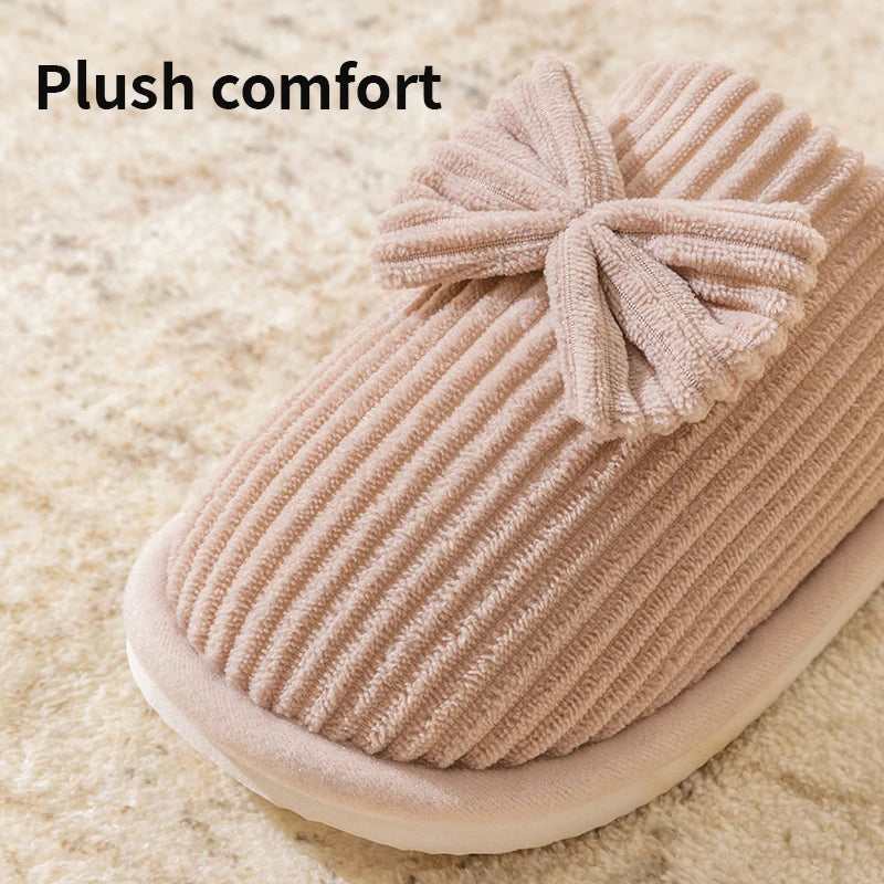 Fashion Women'S Bow Slippers Fall/Winter Indoor Bedroom Floor Lightweight and Comfortable&Soft Warm Slippers for Home