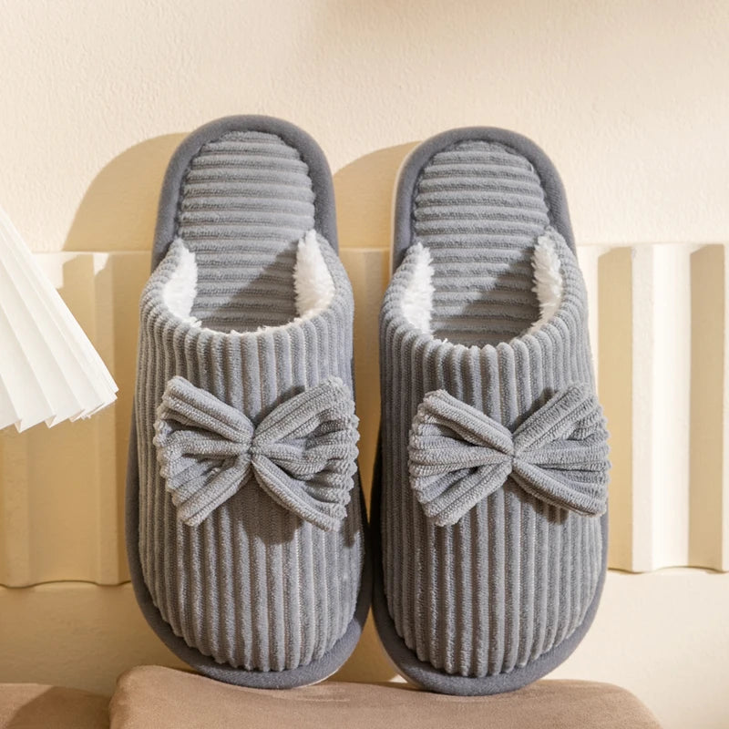 Fashion Women'S Bow Slippers Fall/Winter Indoor Bedroom Floor Lightweight and Comfortable&Soft Warm Slippers for Home