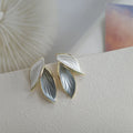 Sweet Leaf Stud Earrings for Women Fresh Blue White Plant Ear Studs Exquisite Metal Style Nail Earrings Elegant Jewelry Gift K
