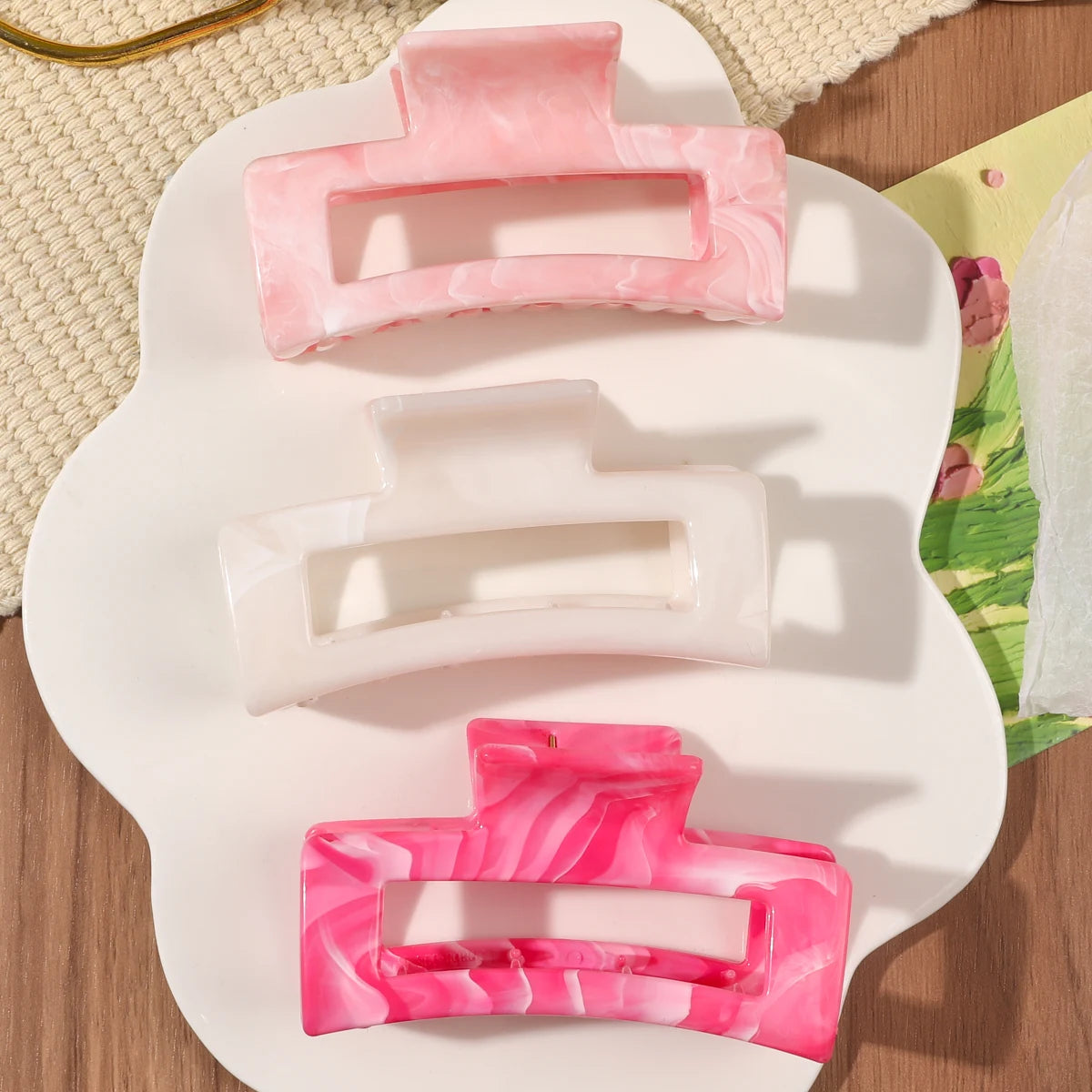 7 Pcs Big Hair Claw Clips 3.4" Non-Slip Big Square Matte for Women Girls, Strong Hold Banana Clips for Thick Thin Hair