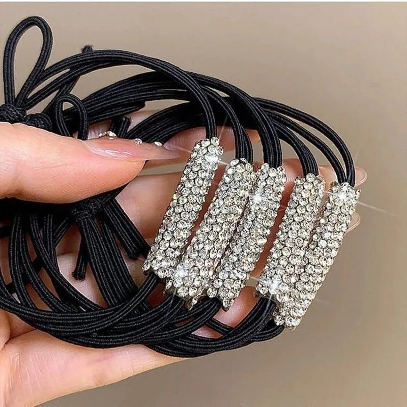 Rhinestone Hair Ties for Women High Elasticity Hair Bands Glitter Hair Accessories Suitable for Ladies and Girls