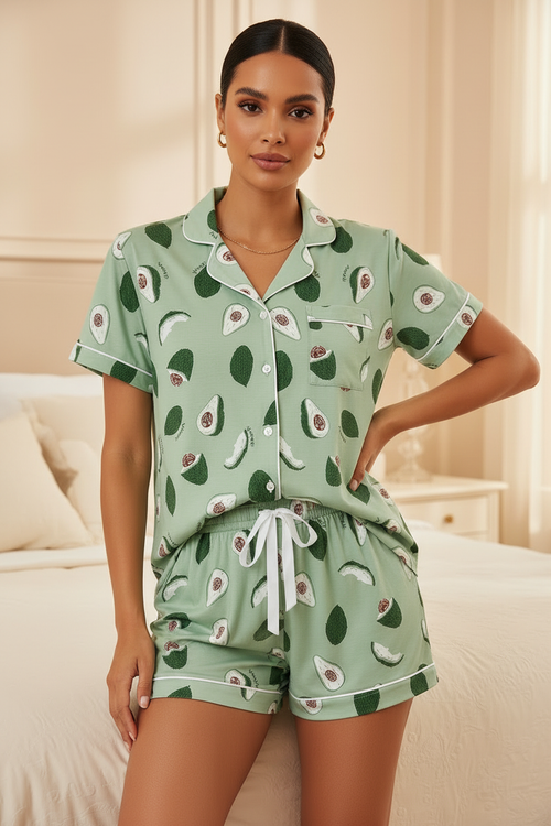 Avocado print pajama set - full body Model 2