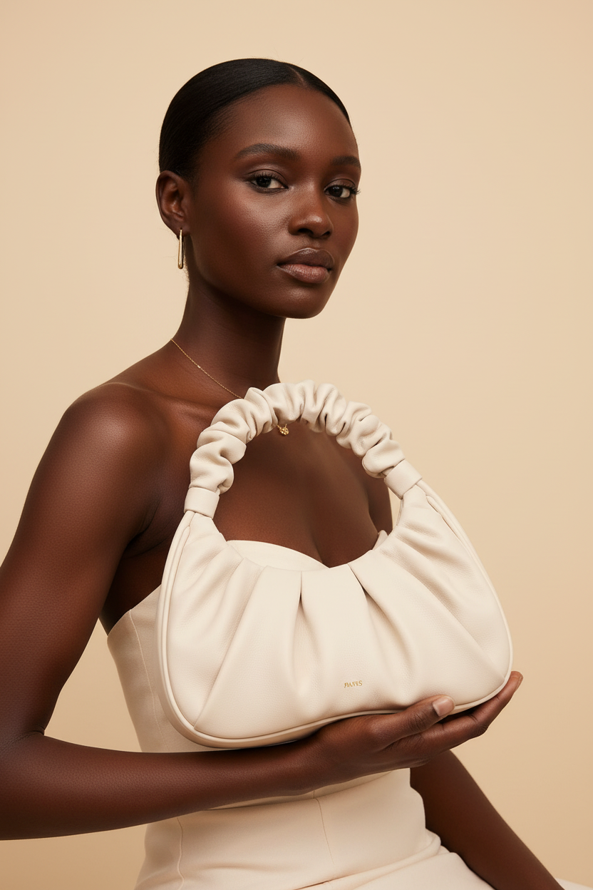 Ruched Hobo Handbag - Model 2 Detail