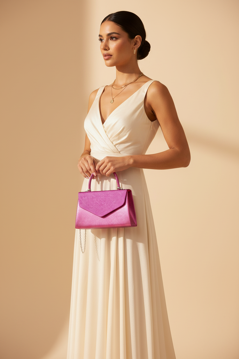 Frosted Glitter Evening Clutch - Model 1 Full Length