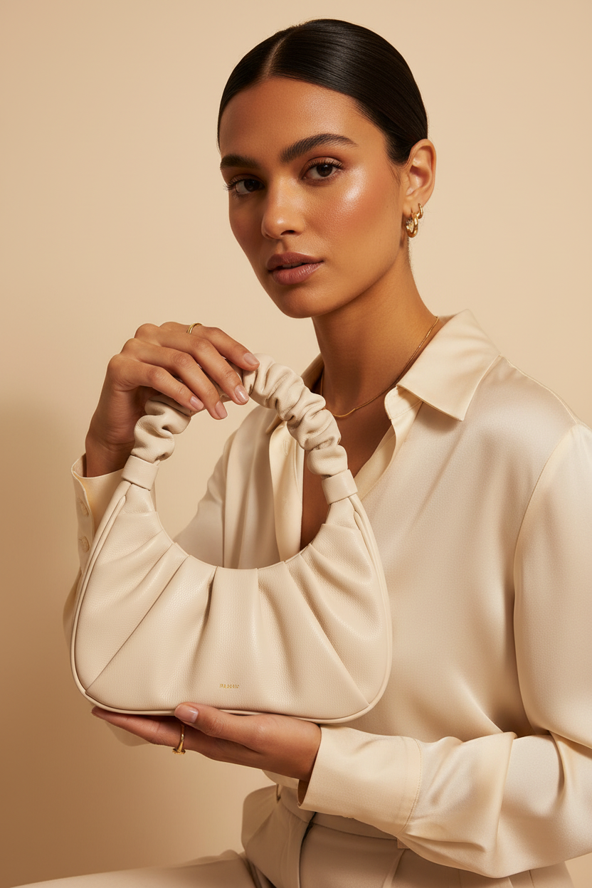 Ruched Hobo Handbag - Model 1 Detail