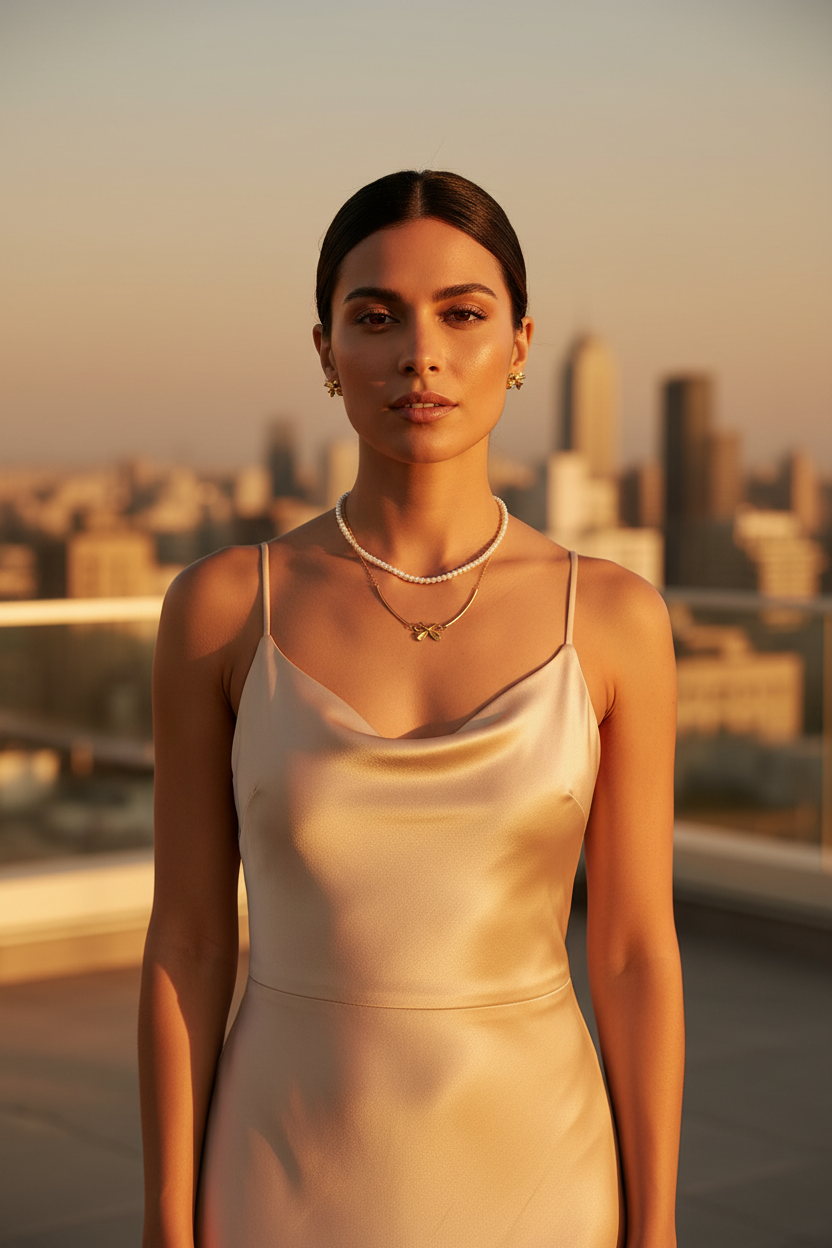 Ruban Perle Set — Rooftop Golden Hour