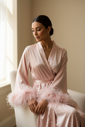Luxury Satin Feather Bridal Robe - Candid Bridal