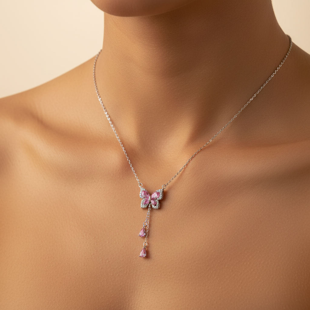 Papillon Rose — Neckline Close-Up