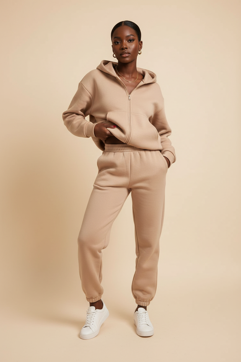 Fleece Tracksuit Set - Model 2 Neutral Relaxed
