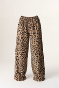 Leopard plush wide leg lounge pants - product shot - BYS Boutique