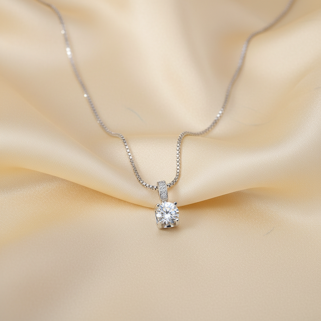 Étoile Zircon — Flat Lay on Cream Silk