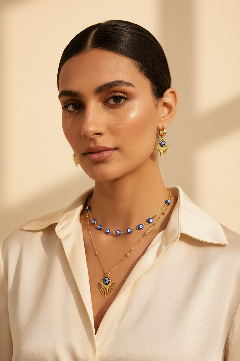 Nazar Evil Eye Set — Model Editorial