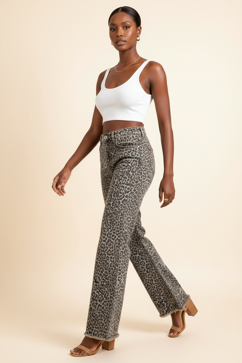 Leopard Wide Leg Walking